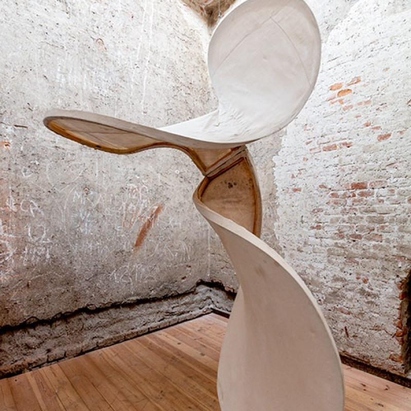 objekt vo veži - Samorast, 2019 (drevený rám, plátno, 190x270x90 cm)