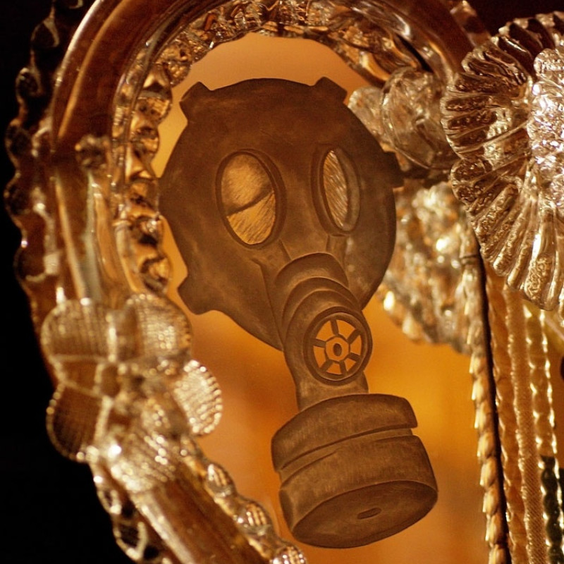 Milan Houser: Maskáč (z cyklu VANITAS), 2006 kombinovaná technika, 150x92 cm /detail/