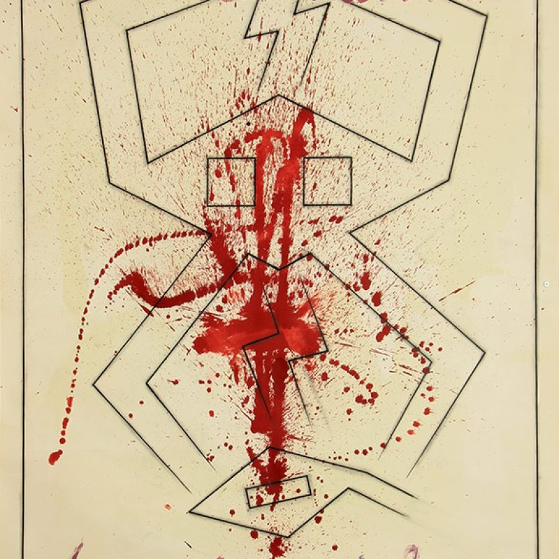 Domestic Violence 6, 2019, 190x150cm, tuš, akryl, ceruza