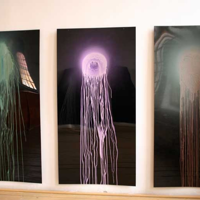 Milan Houser, Bez názvu, 2005, akrylátová perleť, MDF doska