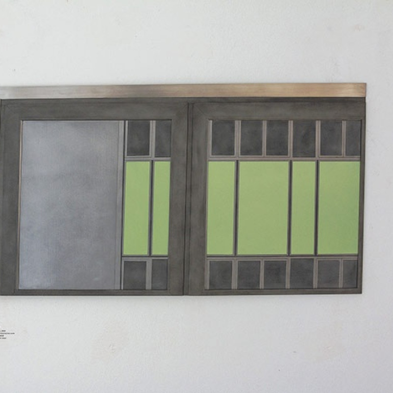 Marcell NÉMETH  Vonkajší priestor – popredie, 2019 rezba a maľba na plech z nehrdzavejúcej ocele