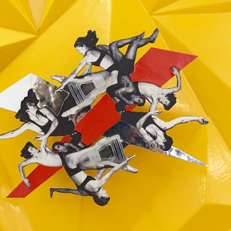 Dynamický obklad (cyklus Dlaždice), 2016, kombinovaná technika, detail asambláže