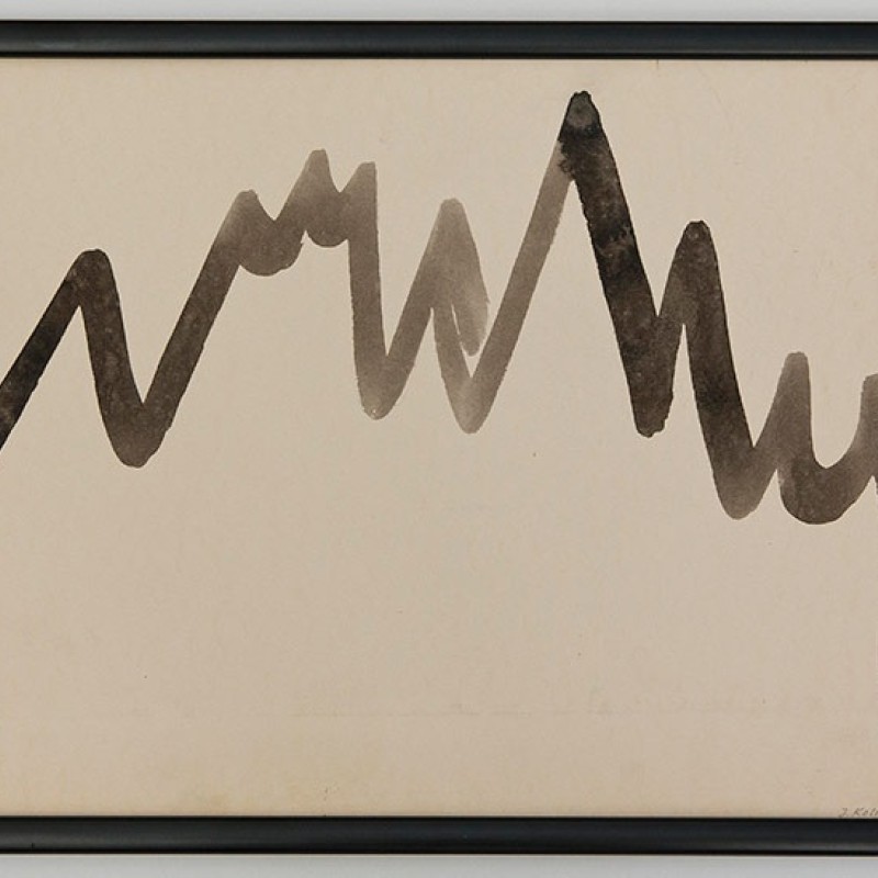 Július Koller, Vrchy, 1963, kresba na papieri, 32x45 cm